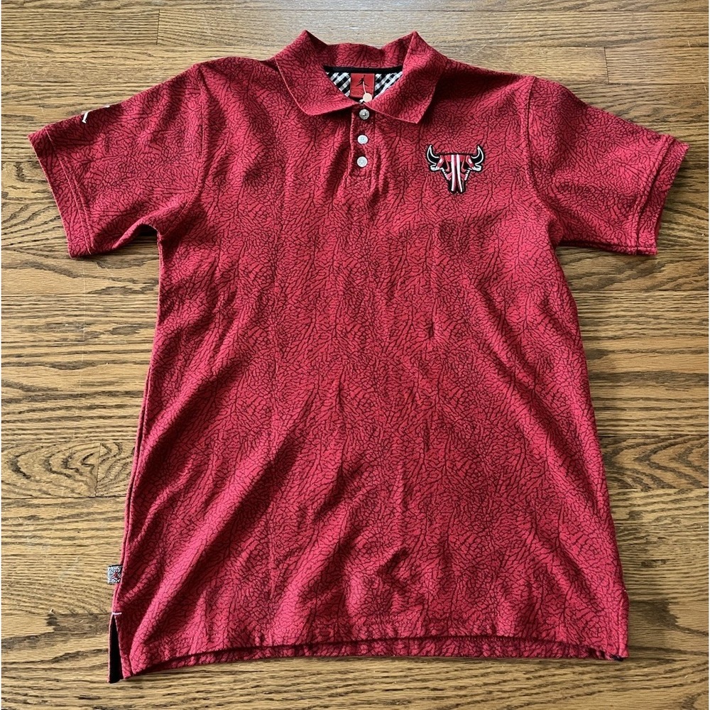 Nike Jordan Red Polo Shirt Sneakers x Chicago Bulls Youth XL 20 Mens S Cotton
